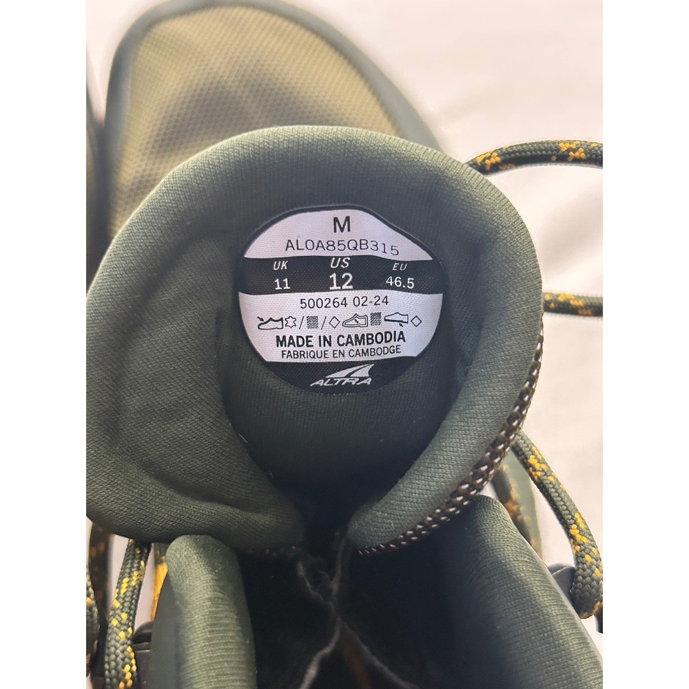 Altra Timp 5 GTX Mens Hiking Boots Dusty Olive Gore-Tex Vibram size 12 - Picture 5 of 11